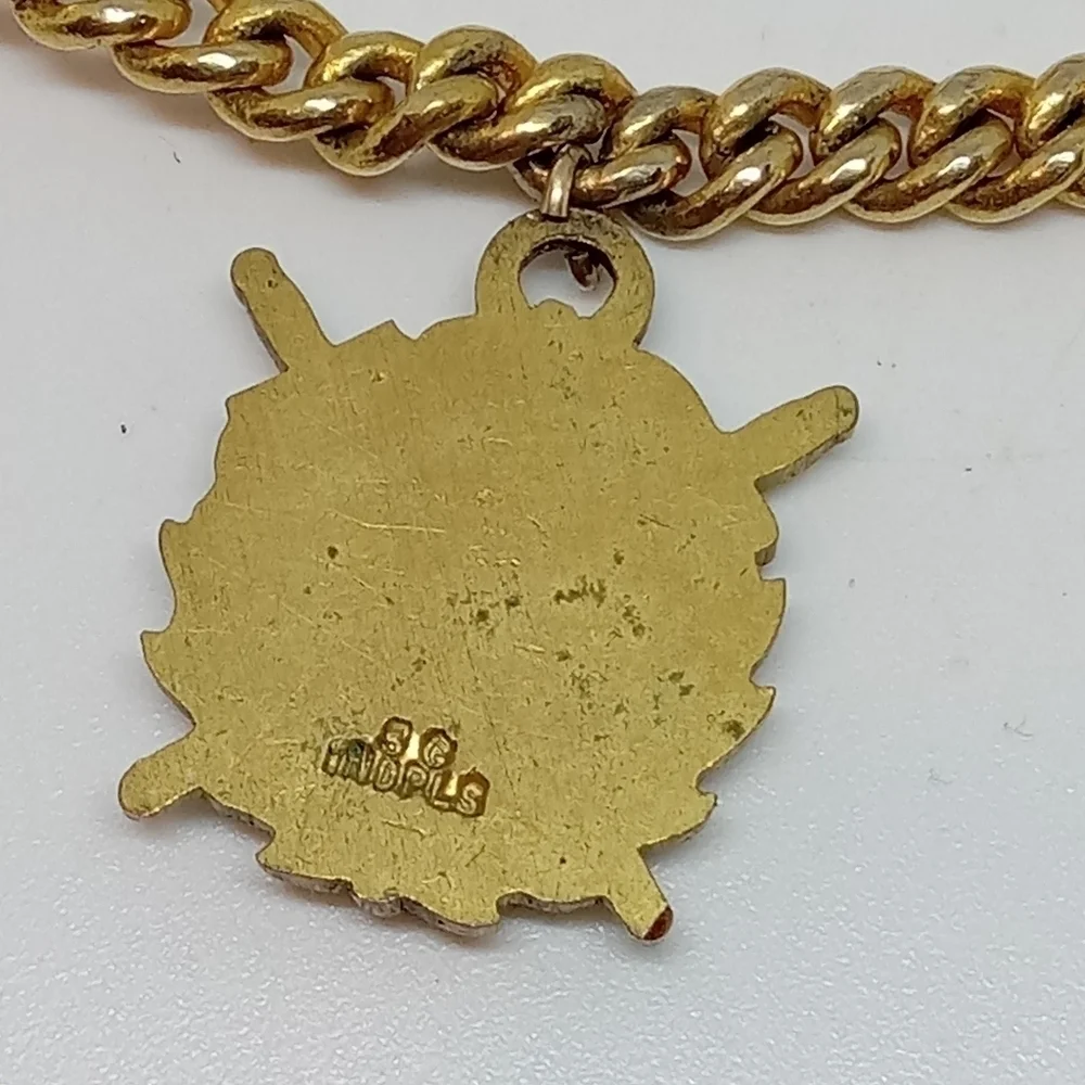 * vintage Mens Mason Freemason G collar brooch clip with chain gold tone